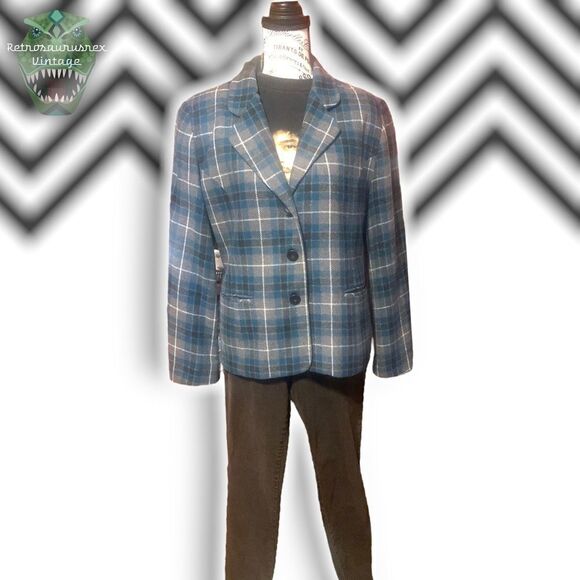 VINTAGE Worthington 49er Style Front Pocket Wool Plaid Shacket Blazer, Medium - Picture 7 of 11